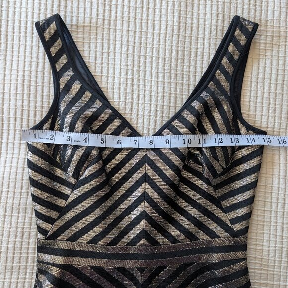 Karen Millen Black & Gold Jacquard Sheath Sleeveless Cocktail Dress - Picture 15 of 16